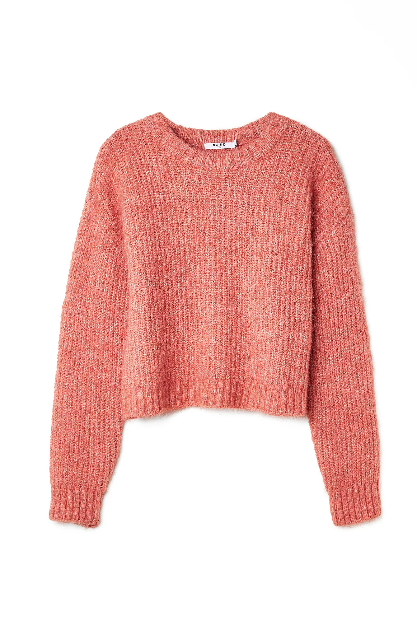 Melierter Strickpullover mit Rundhalsausschnitt