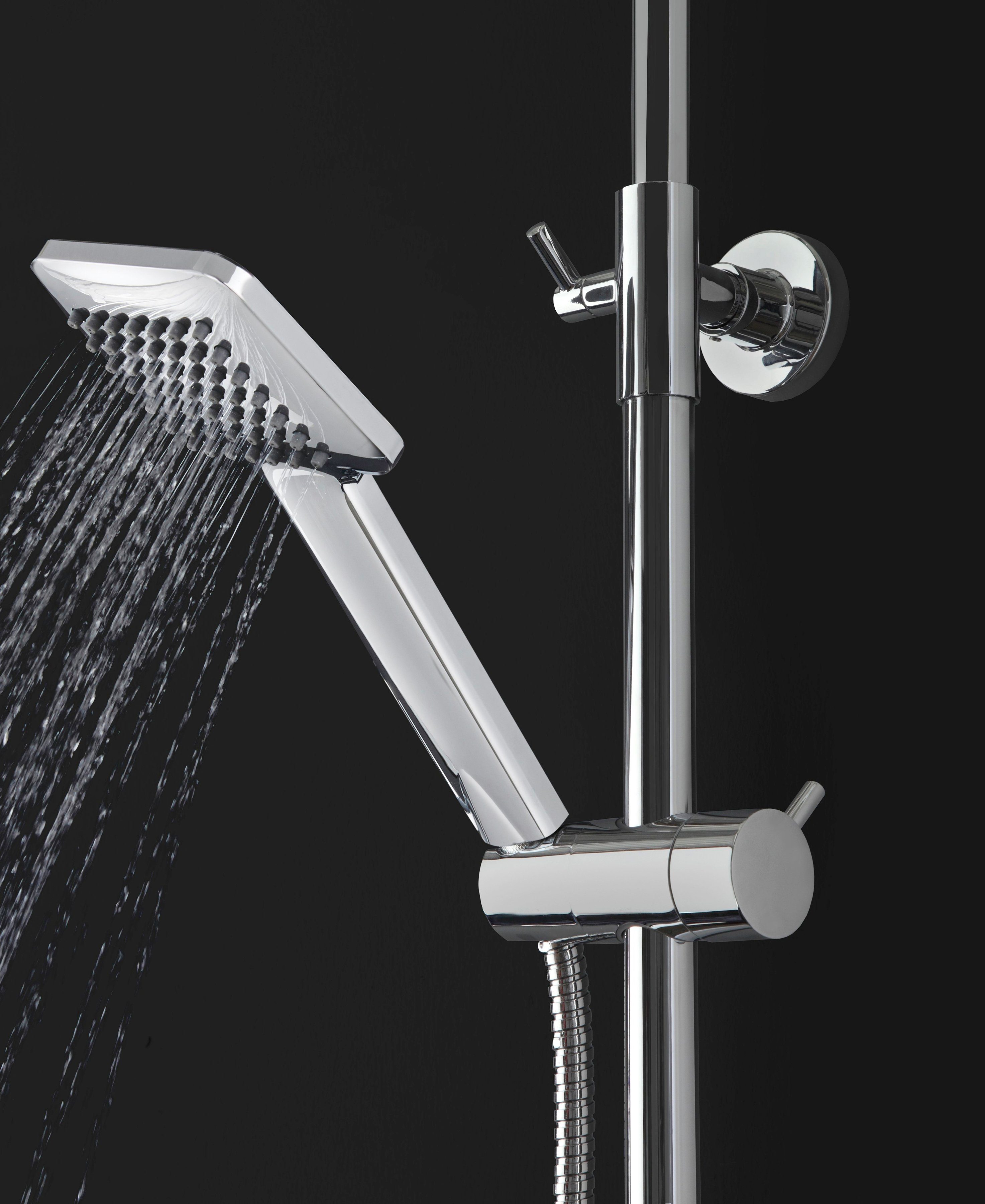 welltime Brausegarnitur Raindrop, Höhe 83 cm, 1 Strahlart(en), Überkopfbrauseset Duschsystem Duschsäule Brauseset Regendusche