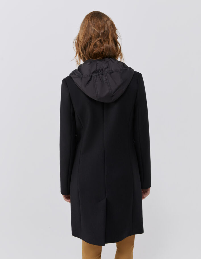 Manteau drap de laine à capuche femme