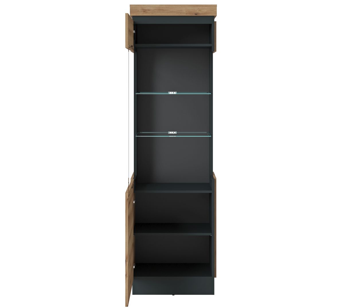 Vitrine Corte L Eiche Grau 60 x 201 cm