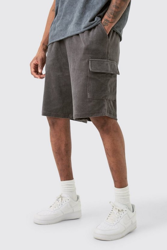 Tall Velour Cargo-Shorts mit elastischem Bund