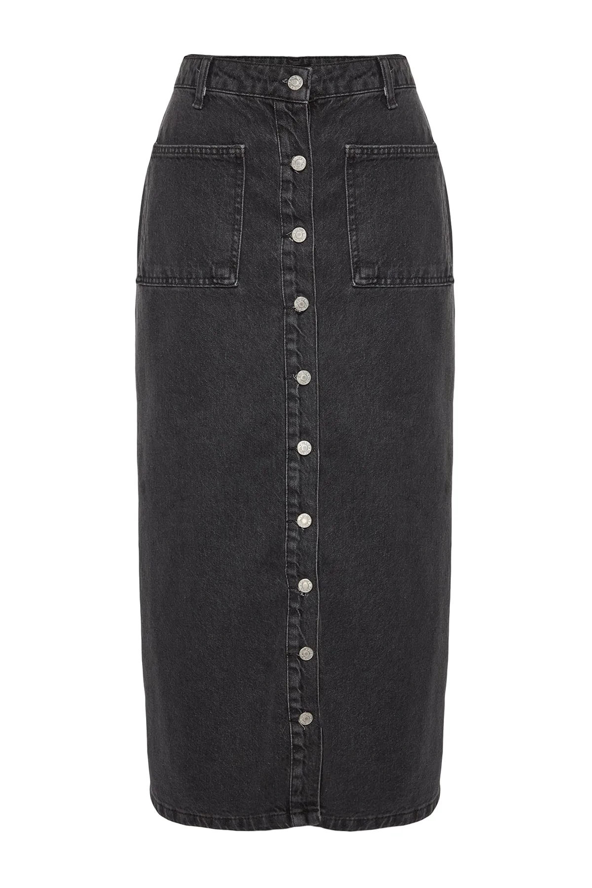 Trendyol Collection  Anthrazitfarbener Denim-Jeansrock mit doppelter Tasche und hoher Taille TCTSS23EE00002
