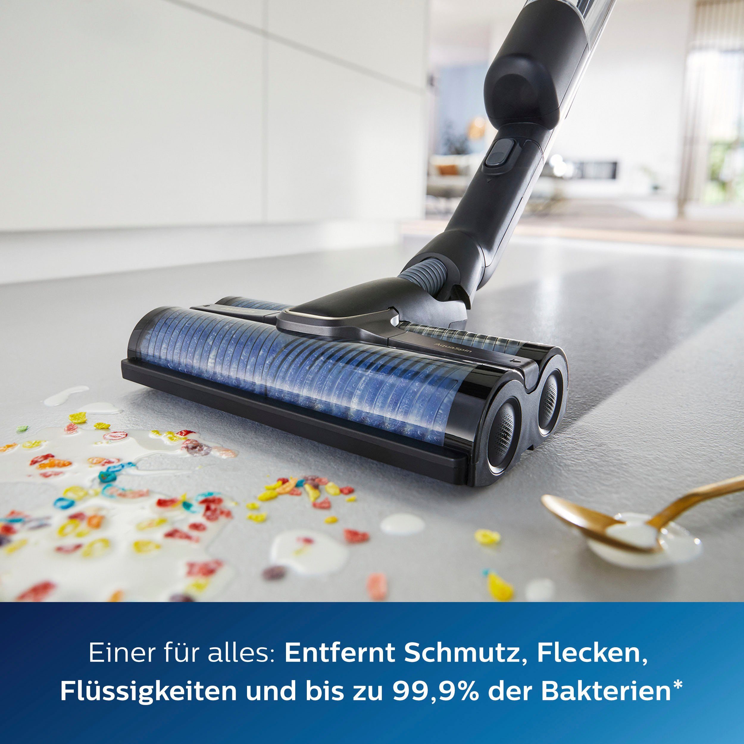 Philips Nass-Trocken-Akkusauger AquaTrio Cordless 9000 Series XW9383, 3-in-1 Saugen und Wischen in einem Zug