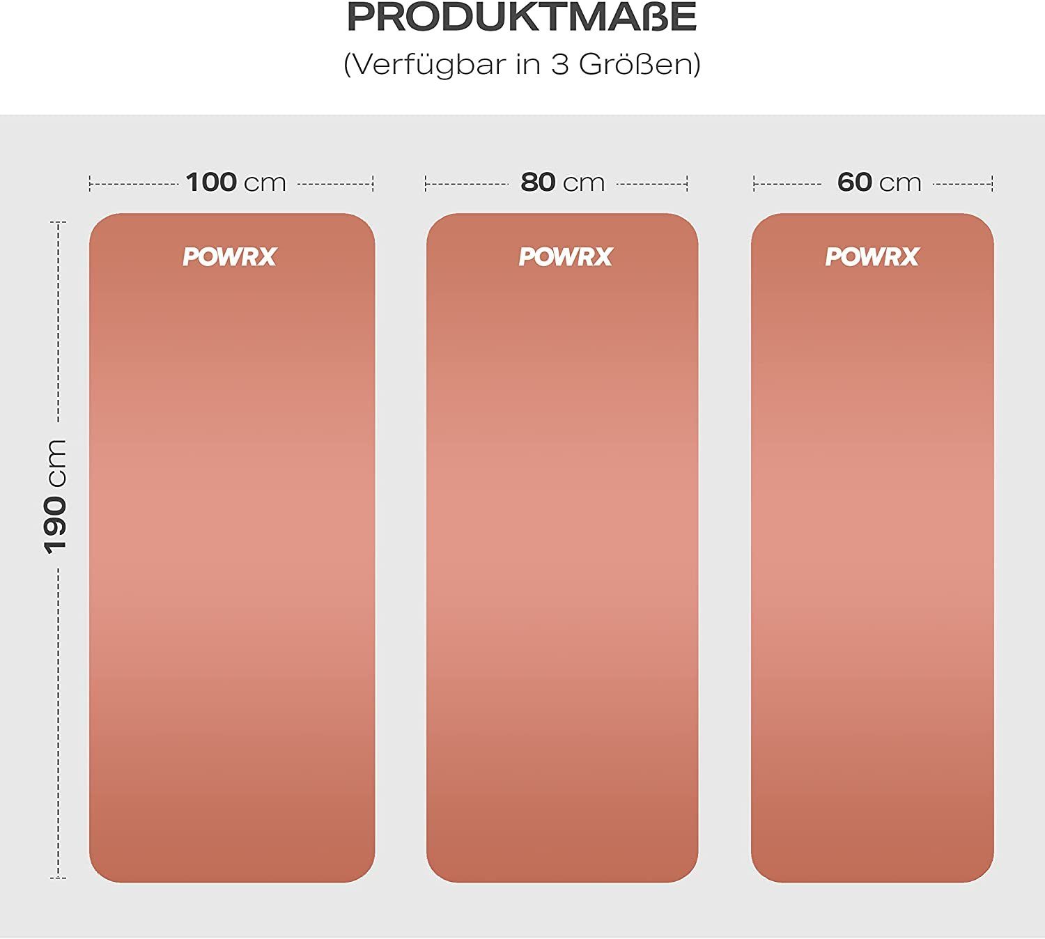 POWRX Yogamatte Gymnastik- & Yoga-Matte (Pink, 190x60x1.5cm) inkl. Trageband + Tasche, Pink 190 X 60 X 1.5 Cm