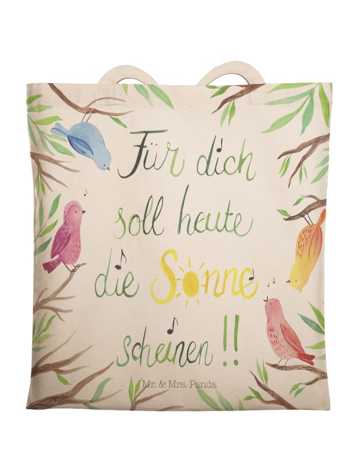 Mr. & Mrs. Panda Einkaufstasche Vögel Sonne mit Spruch in Bunt günstig kaufen onesize