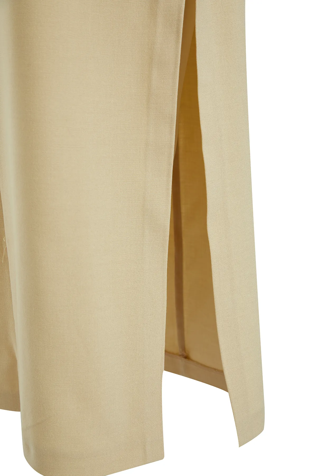 Trendyol Collection  Beiger, limitierter, hochwertiger Midi-Webrock aus Kunstleder mit Schlitz und Details TWOAW24ET00288