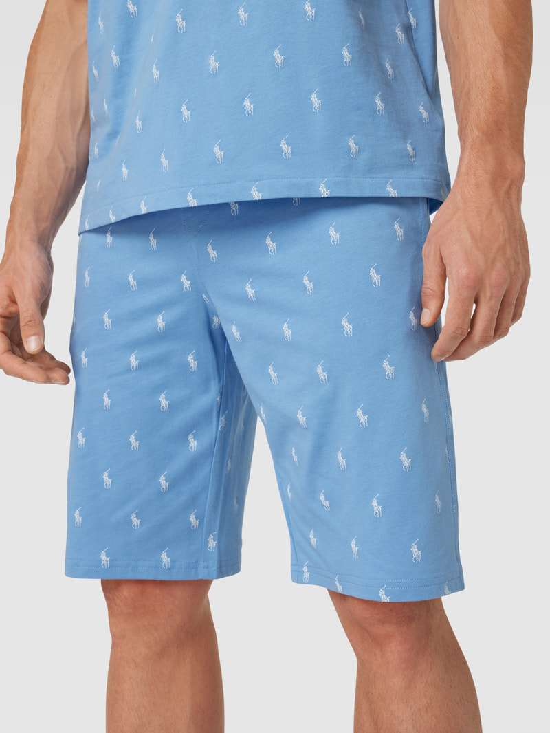 Slim Fit Sweatshorts mit Allover-Print Modell 'LIQUID in hellblau