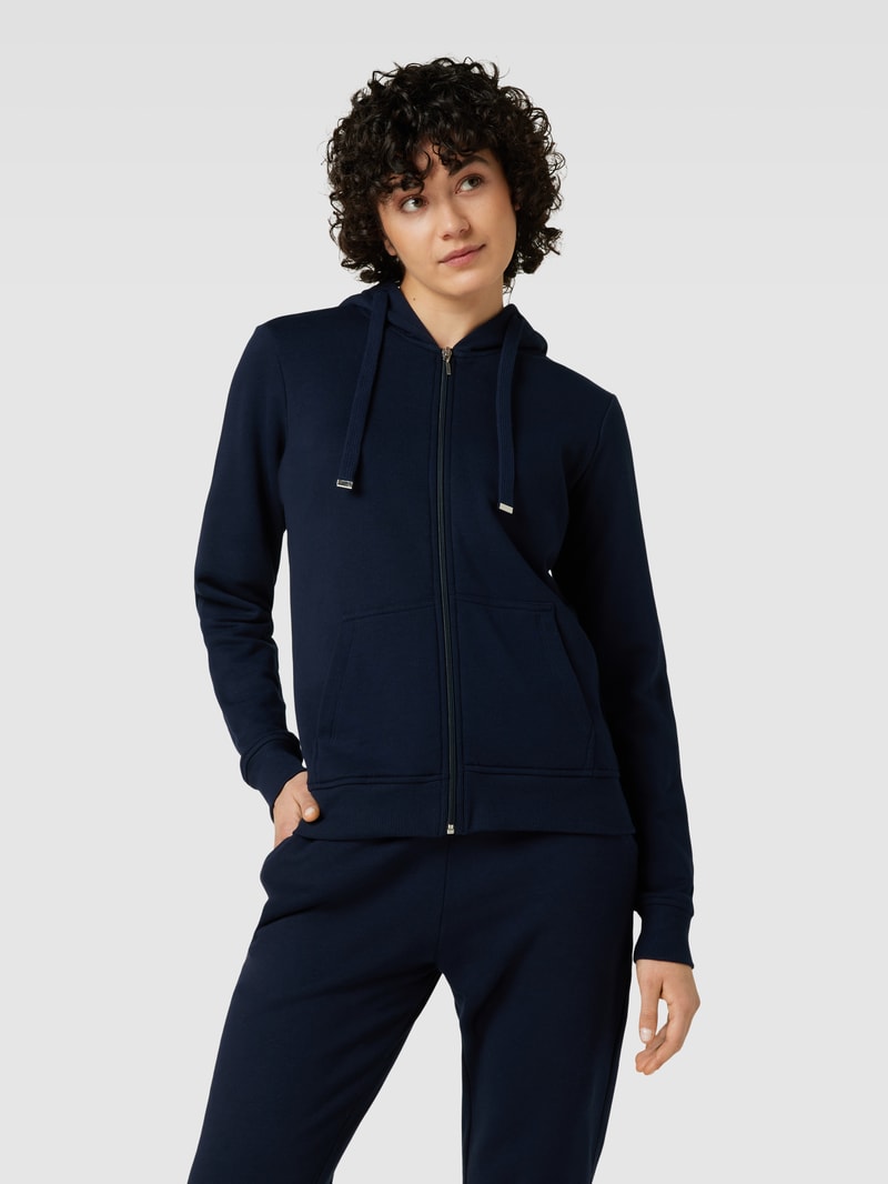 Sweatjacke mit gerippten Abschlüssen in dunkelblau