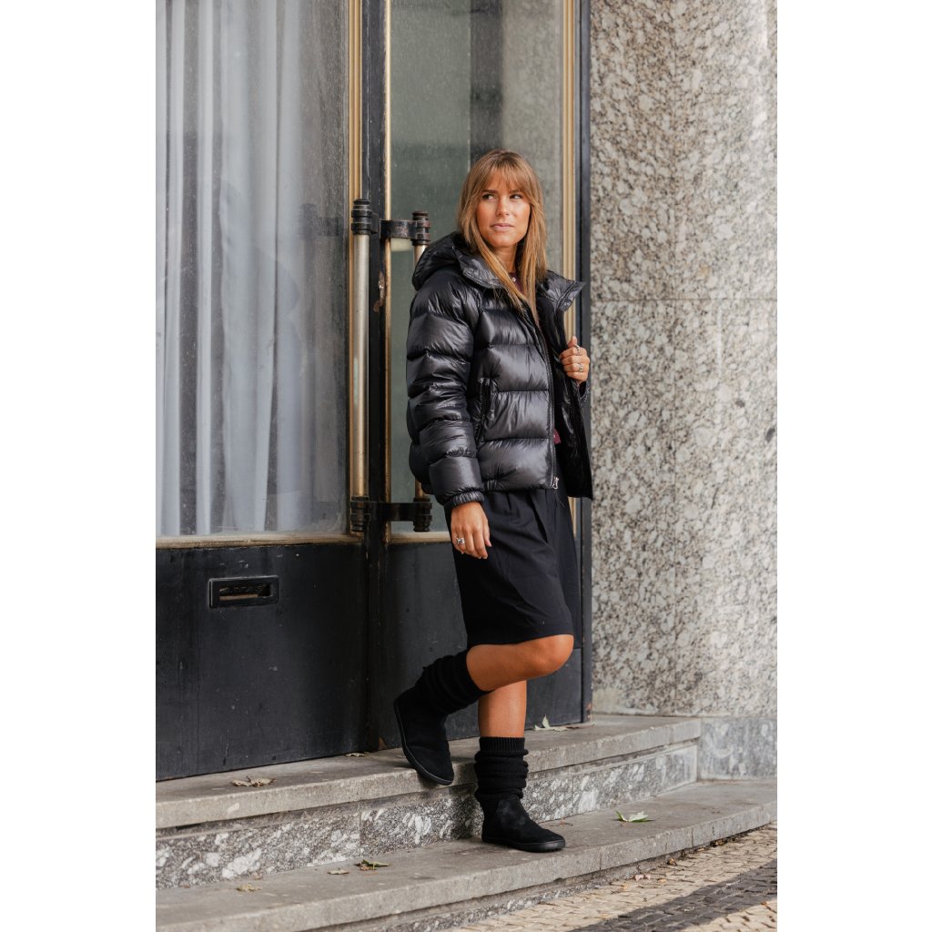 Shapen Knitty Black Leather Barfußstiefel
