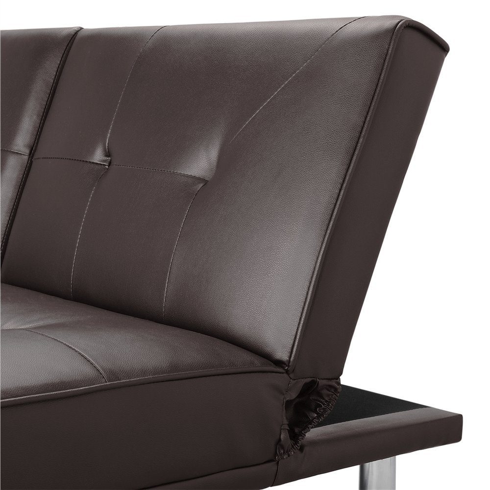 Yaheetech Schlafsofa 3er-Sofa Bettsofa Couch mit Tassenhalter Gästebett 167 x 81,5 x 75 cm, Rückenlehne neigbar 105°/140°/180°, 350 KG belastbar