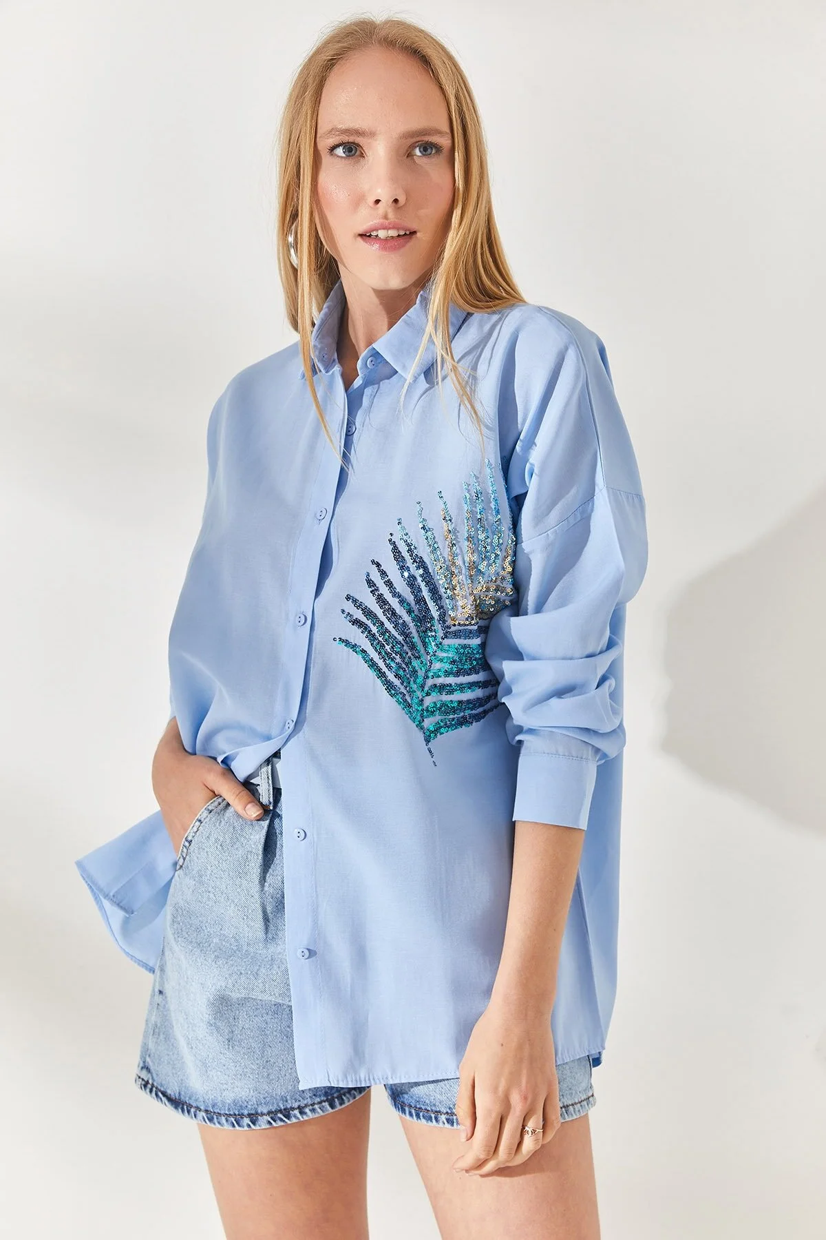 Olalook  Hemd - Blau - Oversized