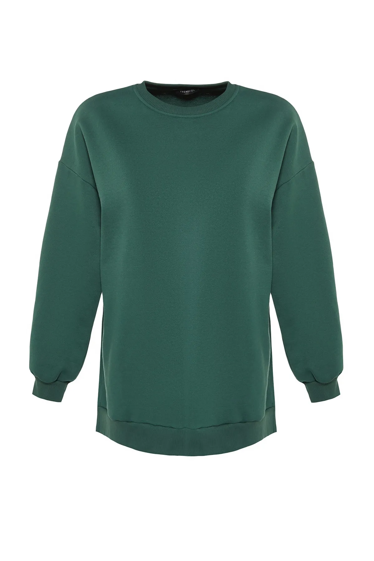 Trendyol Collection  Grünes Oversize/Weite Passform Gestricktes Sweatshirt mit Schlitzdetail innen aus dickem Fleece TWOAW23SW00195