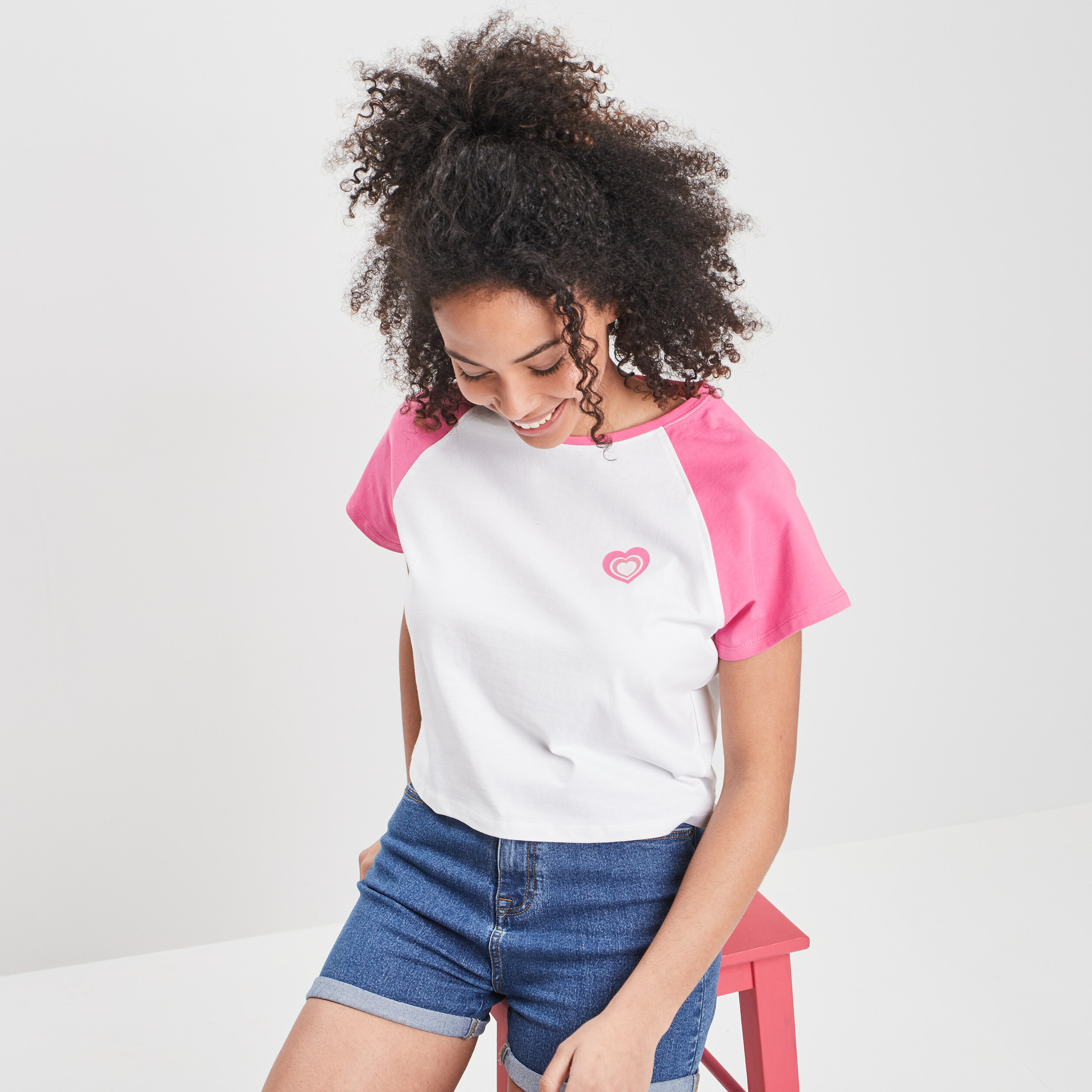 T-shirt cropped rose femme | La Halle
