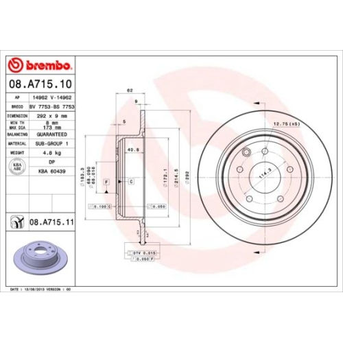 08.A715.11 BREMSSCHEIBE BREMBO HA  VP2 - ATU