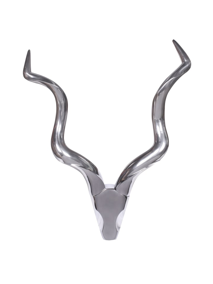 KADIMA DESIGN Deko Hirschgeweih L Aluminium Wanddeko 80 cm Landhausstil Silber günstig kaufen onesize