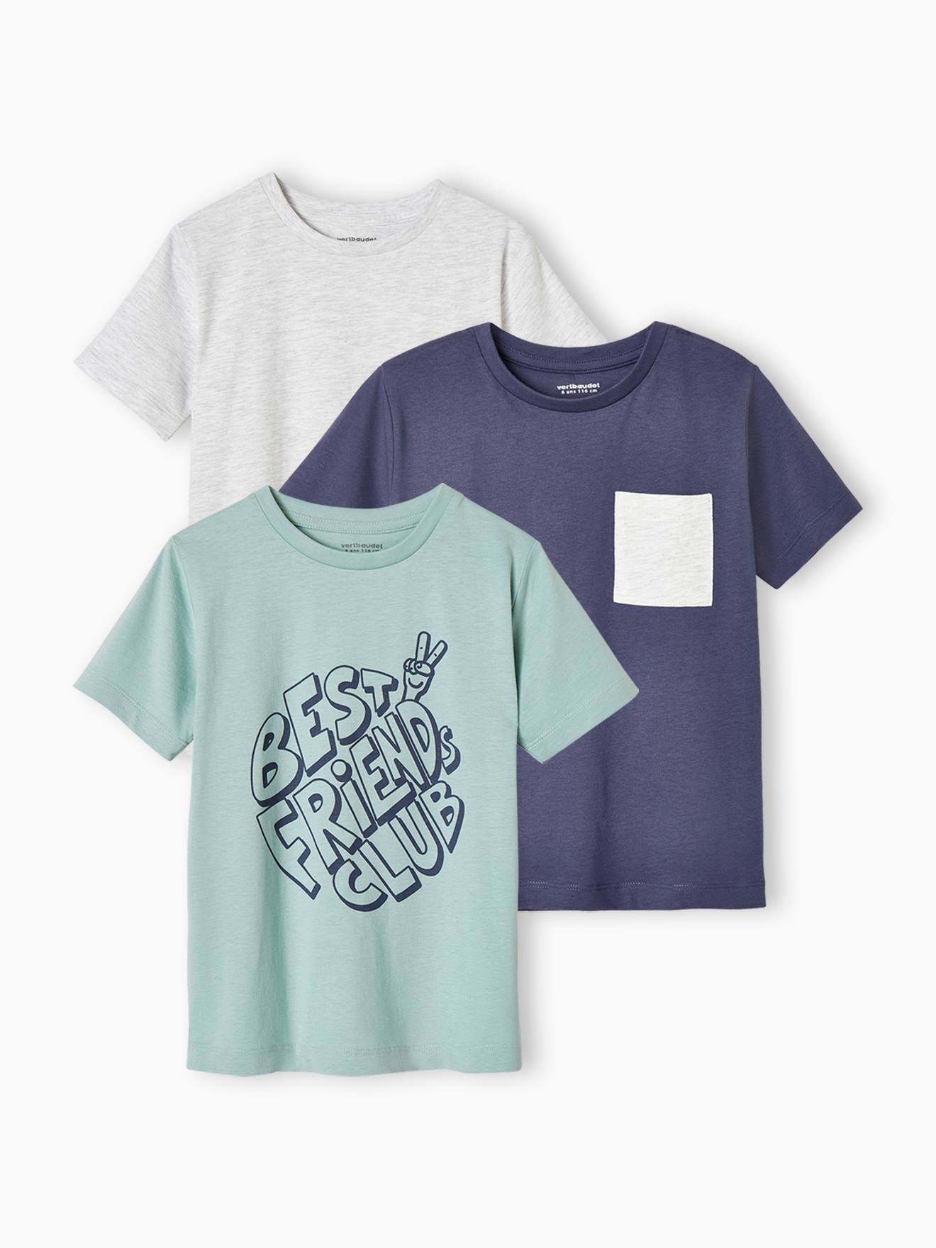 Lot de 3 T-shirts Basics garçon manches courtes lot mastic