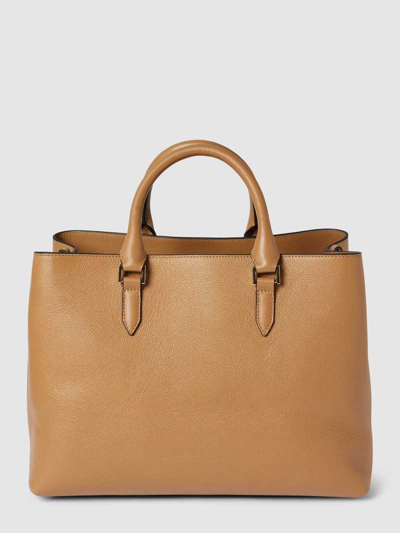 Handtasche mit Label-Applikation Modell 'Alyce' in camel