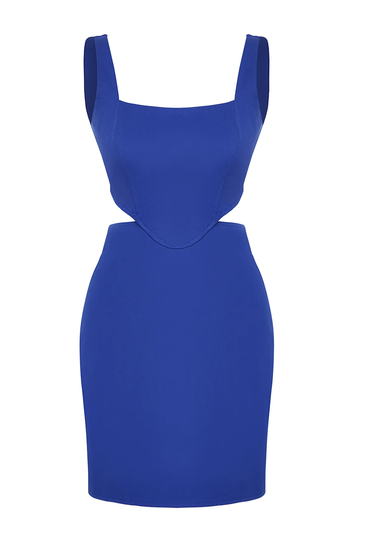 Trendyol Collection  Blauer, schlichter A-Schnitt, Mini-Baumwollgewebe mit Fenster/Ausschnitt, detailliert TWOSS23EL00596