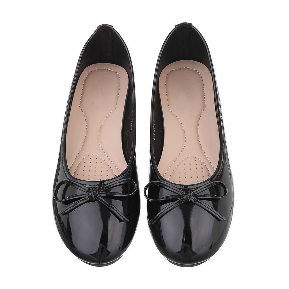 Ital-Design Damen Schlupfschuhe Freizeit Ballerina Blockabsatz Klassische Ballerinas in Schwarz