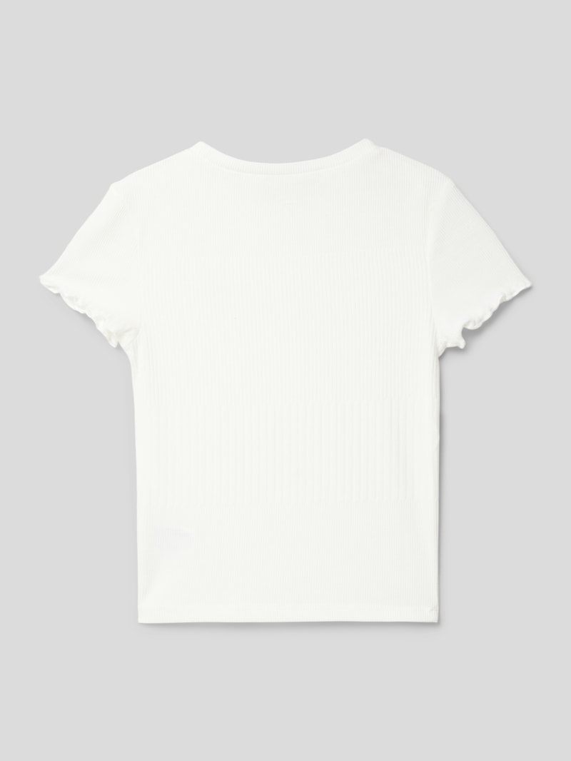 T-Shirt mit Viskose-Anteil und Label-Print in weiß