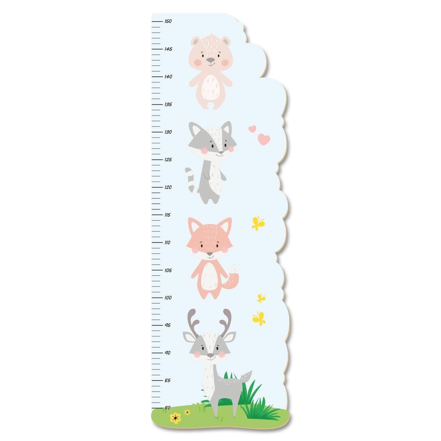 Kreative Feder Messlatte „Rentier & Fuchs“ für Kinder, Messlatte fürs Kinderzimmer im Norwegian Style; Messbereich 80–150 cm