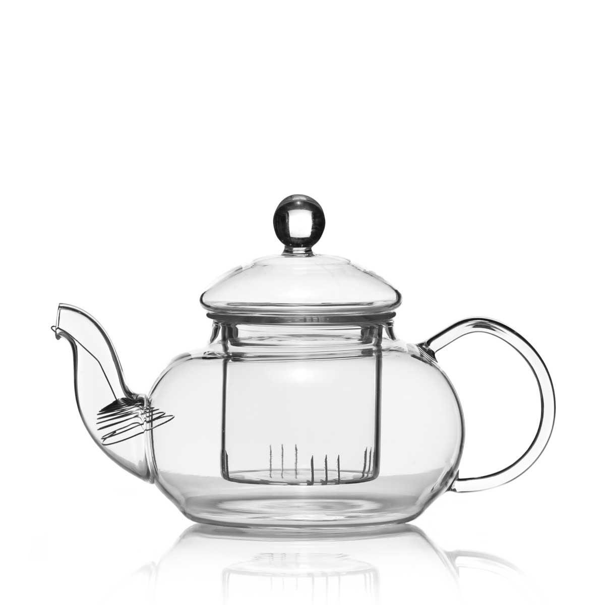 Dimono Teekanne Mundgeblasene Teekanne mit Teefilter & Teesieb, 0.6 l, Glas-Kanne mit Filtereinsatz