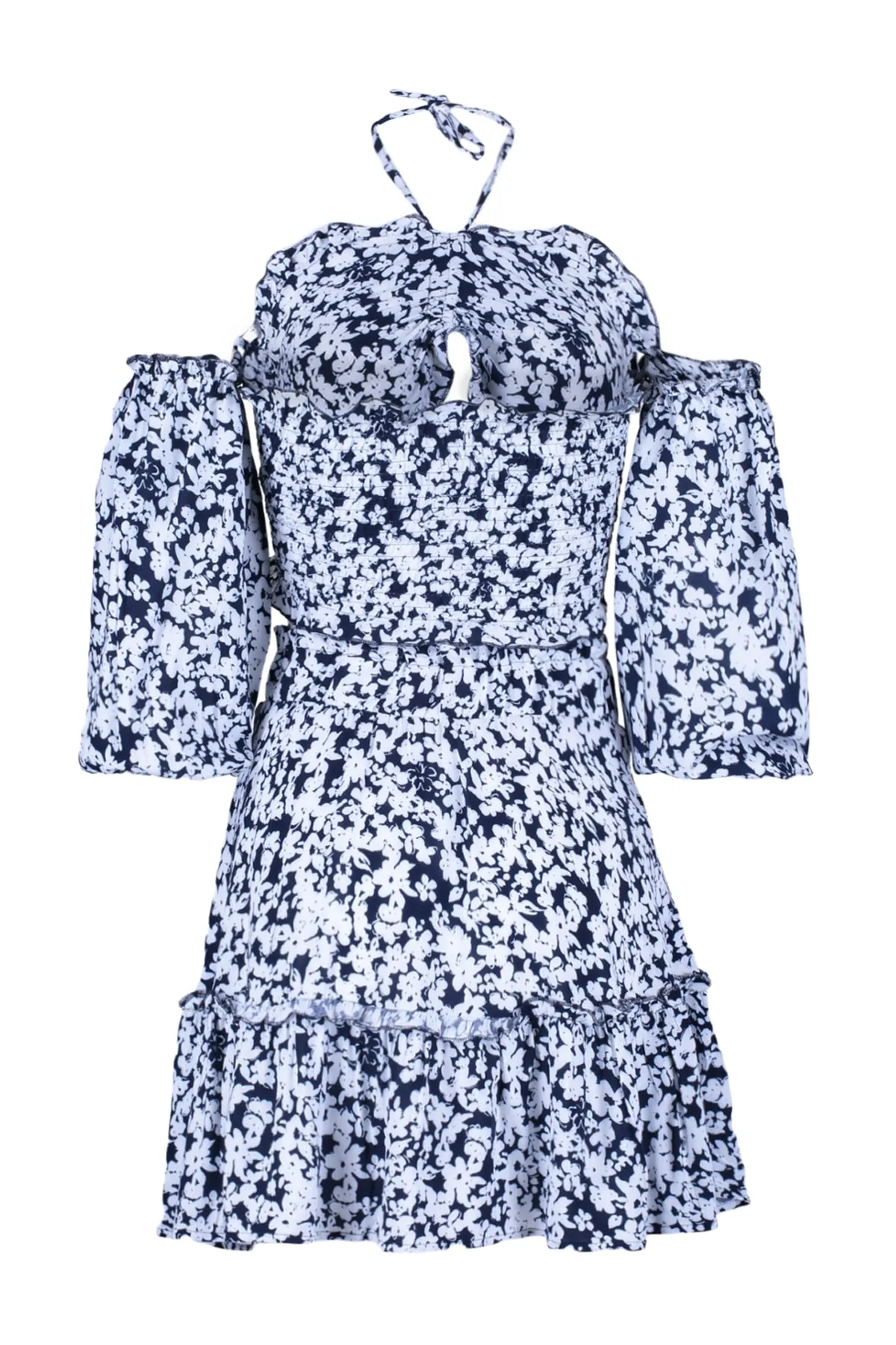 Trendyol Collection  Gewebtes Rüschenblusenrock-Set mit Blumenmuster TBESS21AU0539