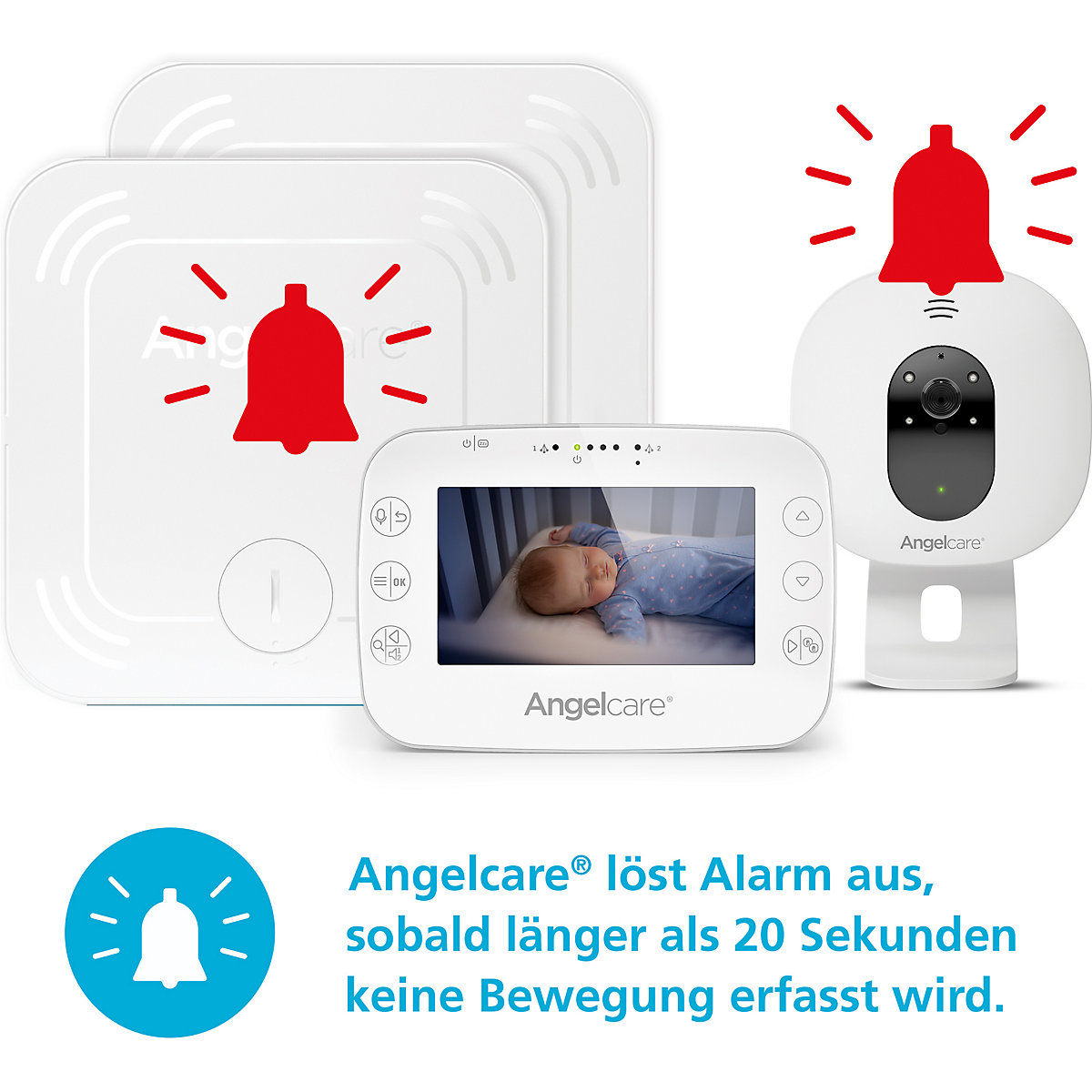 Angelcare® SmartSensor Pro 3: 3-in-1 Baby-Überwachung  Video + Audio + Bewegung mit zwei Wireless Sensormatten