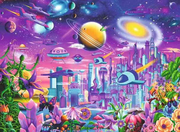 Kinderpuzzle ab 8 Jahren - Kosmische Stadt - 200 Teile