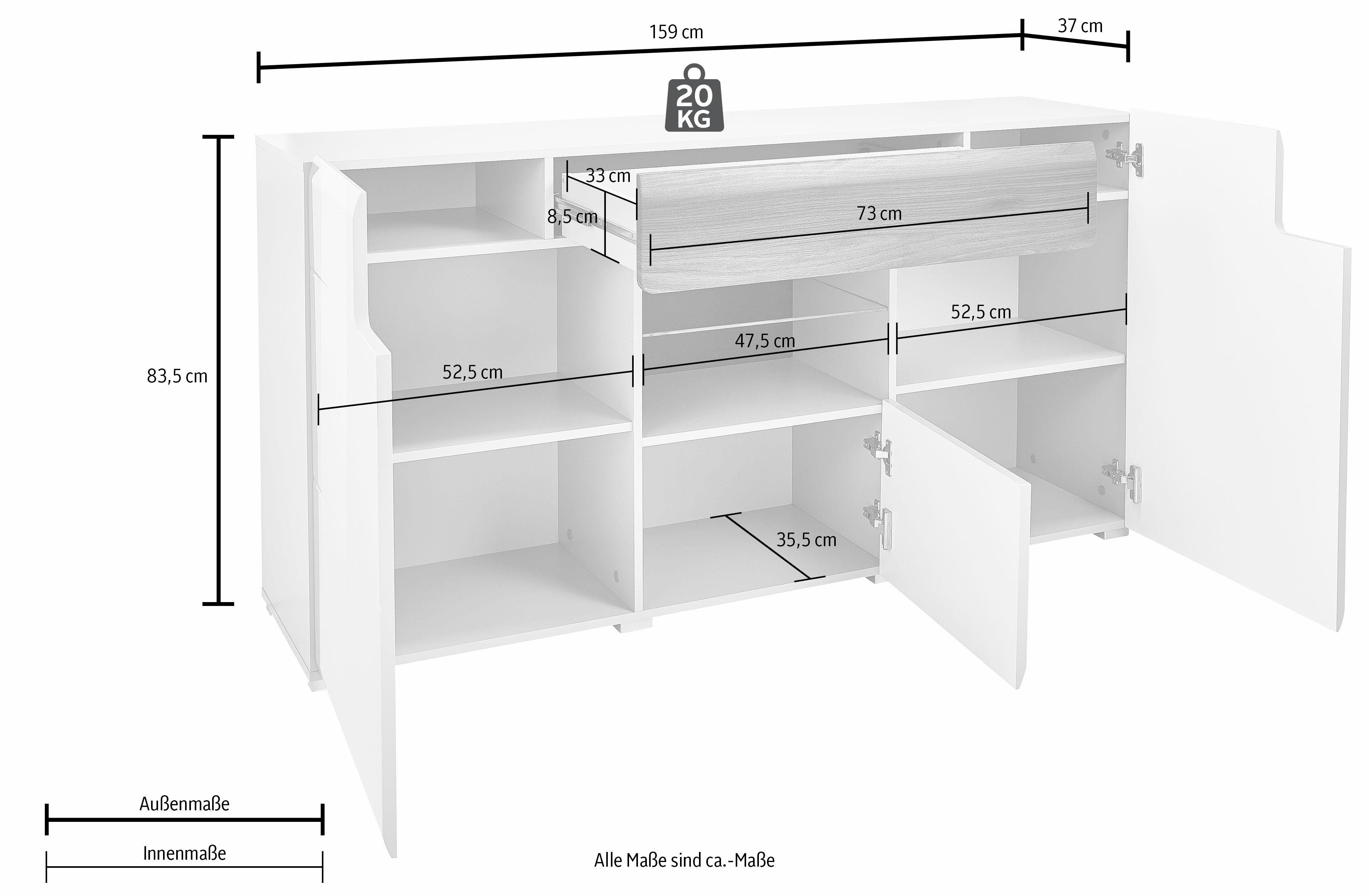 Helvetia Sideboard Toledo, Breite 159 cm
