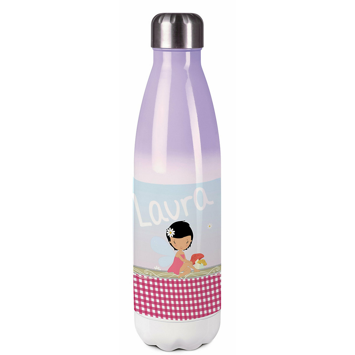 Edelstahl Kinder Thermoflasche / Trinkflasche bunt Fee Spülmaschinenfest, Auslaufsicher, Bruchfest, Doppelwandig, Für Heißgetränke geeignet, Mit Deckel, Isoliert