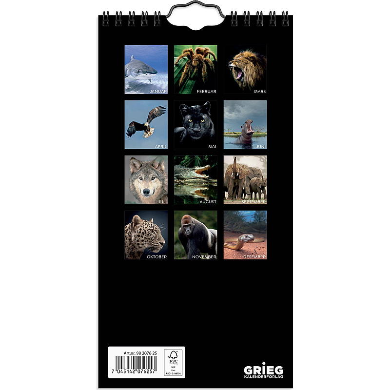 Veggkalender wild animals 2025