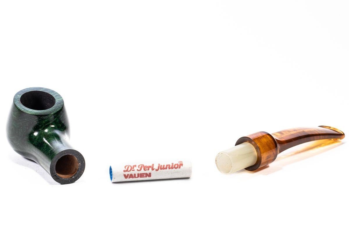 VAUEN Handpfeife kleine Pfeife Minni 6 grün Bruyereholz - 9mm Filter - Made in Germany, perfekt für den kurzen Genussmoment und für unterwegs