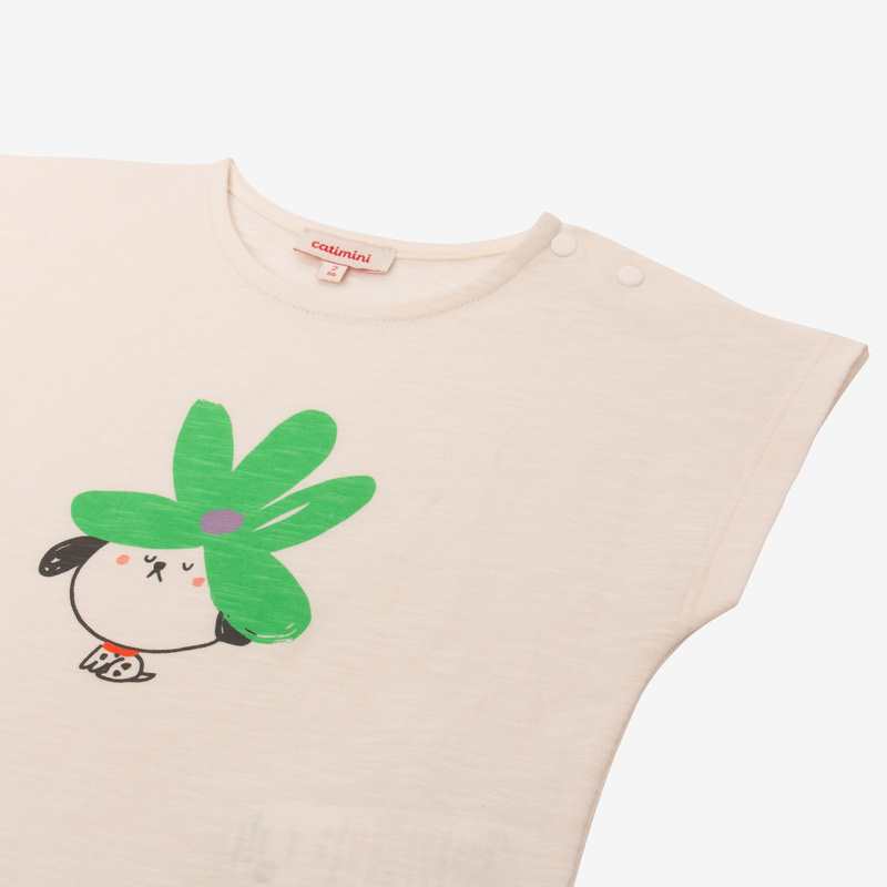 T-shirt bébé fille chien-fleur beige Catimini