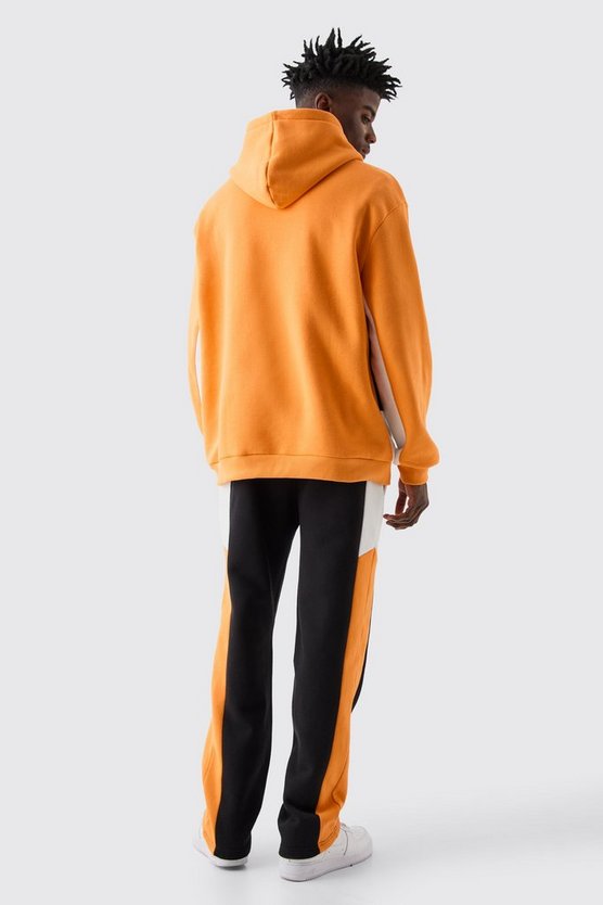 Oversize Colorblock Trainingsanzug mit Logo und Kapuze