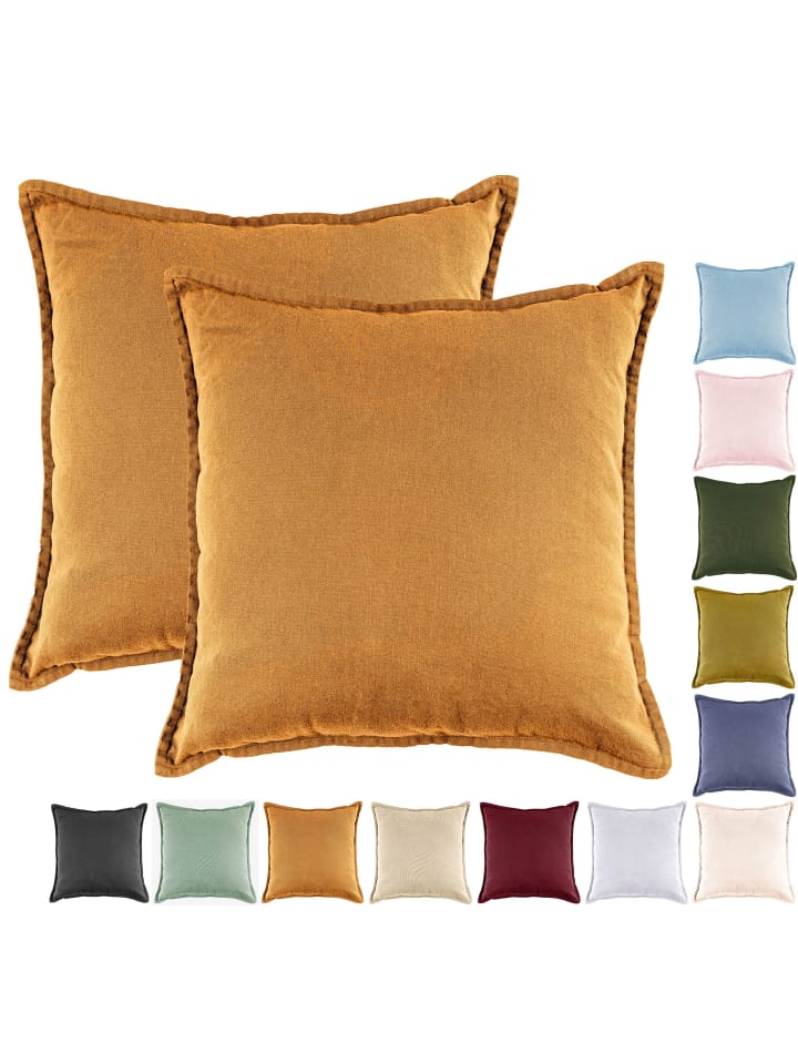 JACK 2er Set Kissenhülle 45x45cm Baumwolle Einfarbig in Caramel günstig kaufen 45x45 cm