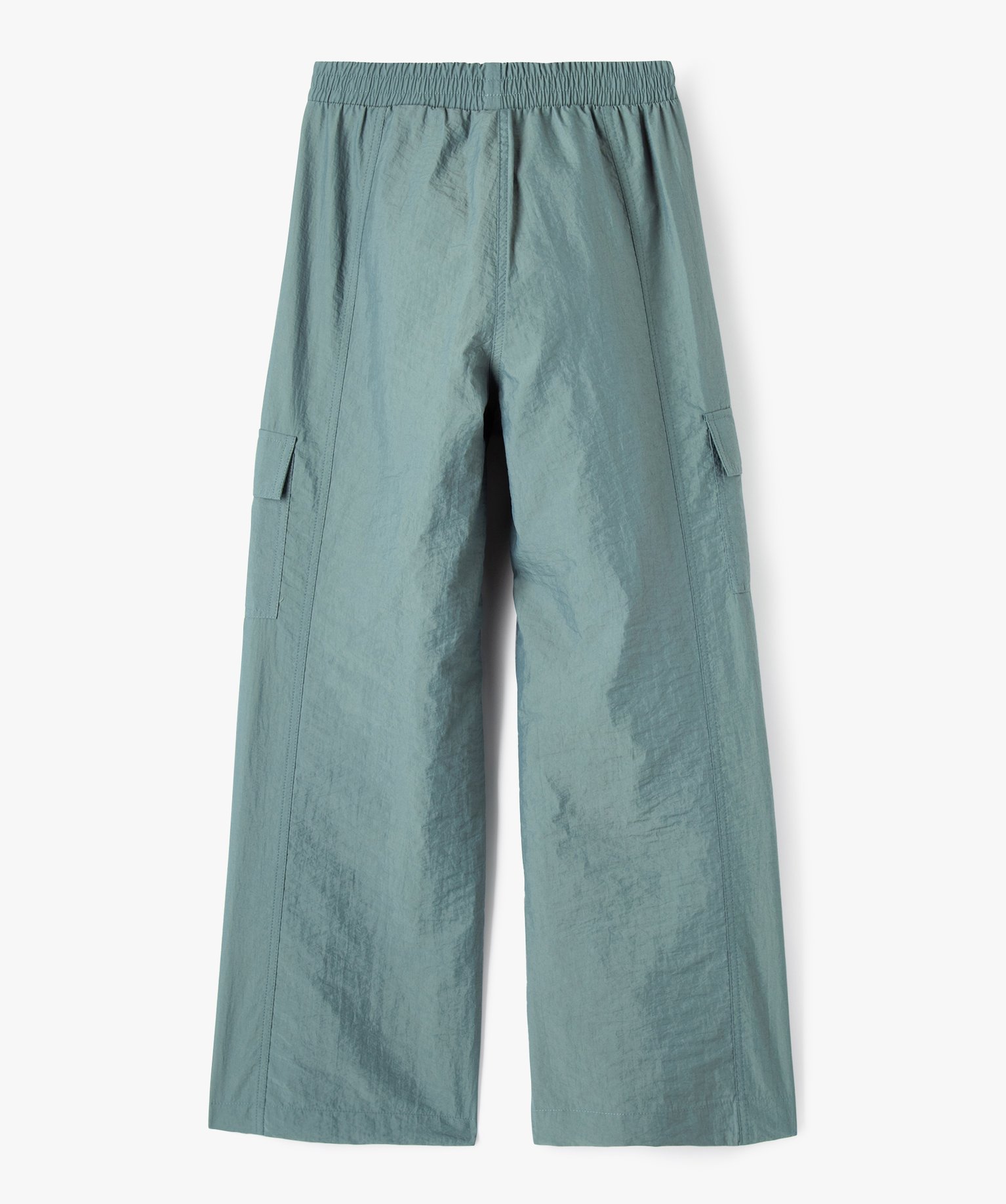 Pantalon en toile de parachute avec poches à rabat fille gris | GEMO