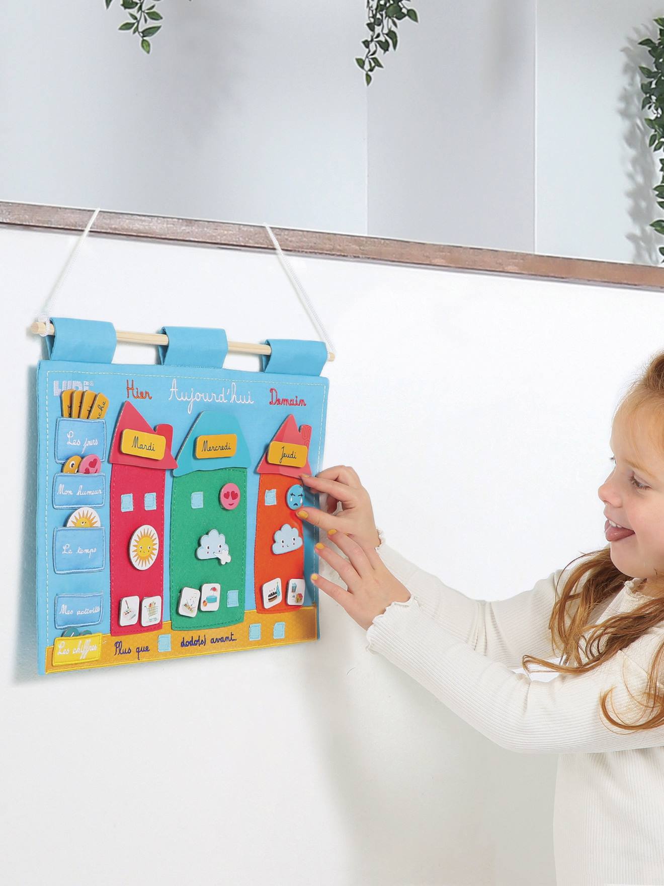 Ludi Kinder Lerntafel aus Stoff LUDI, Wochentage & Wetter - blau