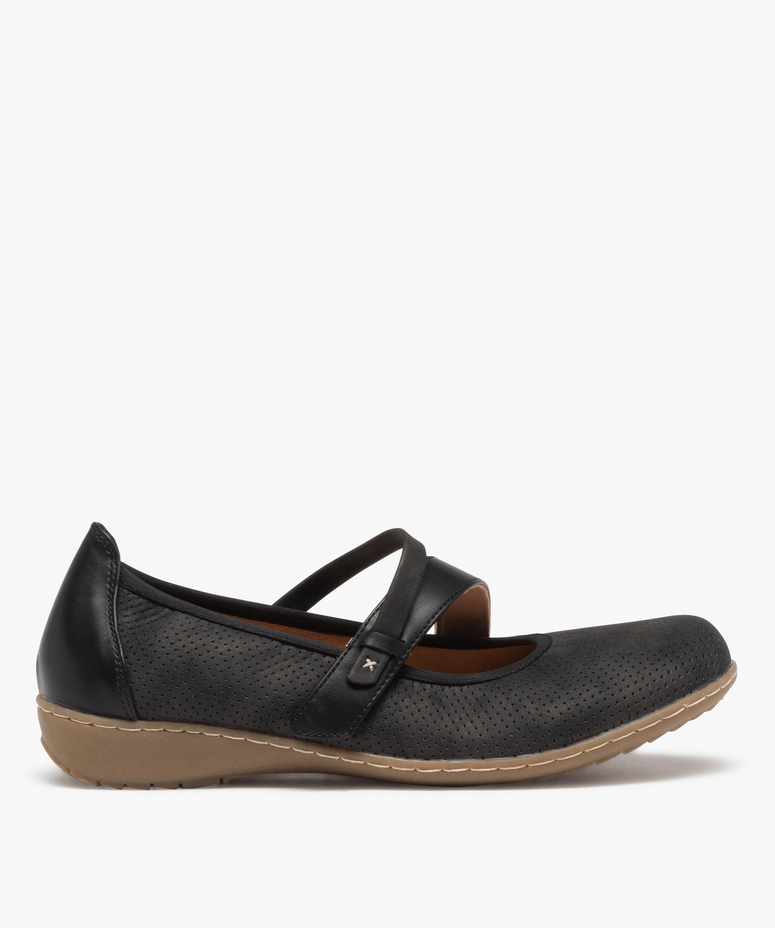 Ballerines femme confort unies à bride scratch noir | GEMO