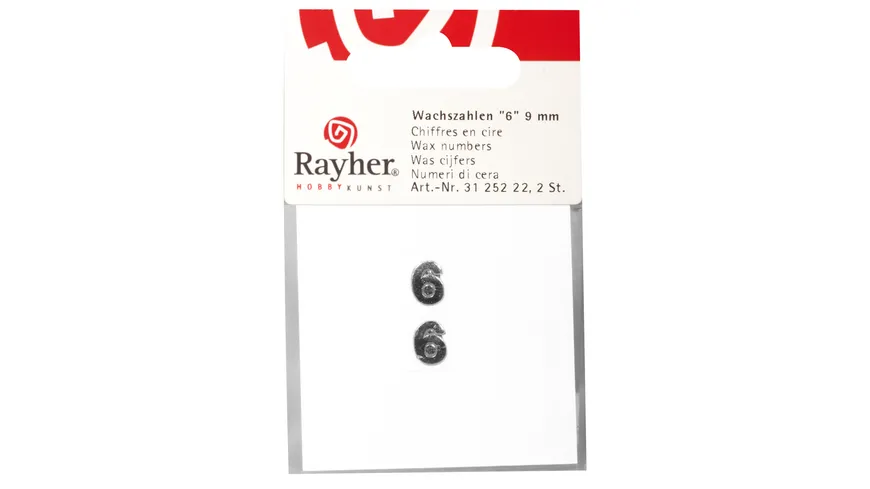 Rayher Wachszahlen -6- silber 9mm 2Stück