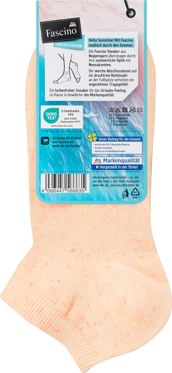 Sneaker Socken mit Noppengarn apricot Gr. 39-42, 1 St