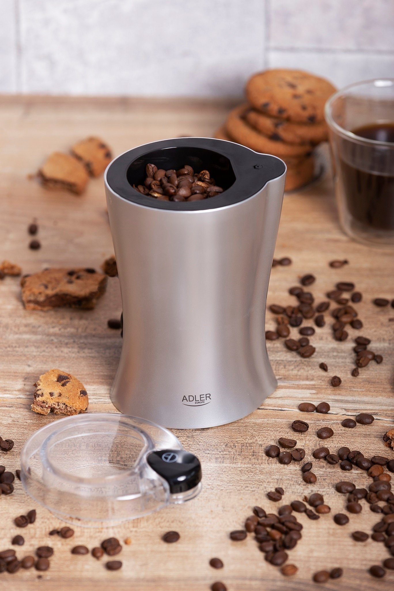 JUNG Kaffeemühle AD443 elektrische Universalmühle 2in1 Edelstahl Mühle Zerkleinerer, 150,00 W, Kegelmahlwerk, 70,00 g Bohnenbehälter, Grinder Universalzerkleinerer Zerkleinerer Kaffeemühle Mühle Chopper