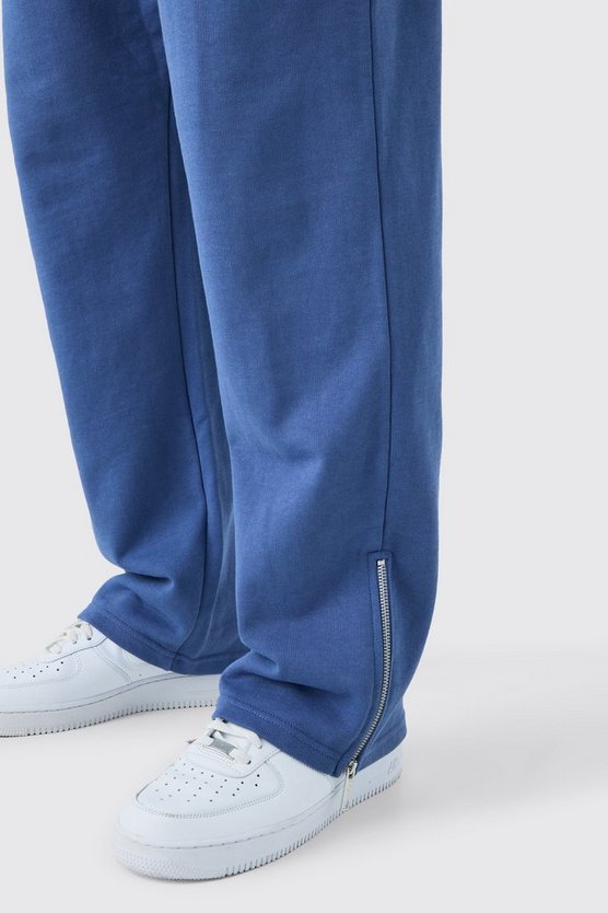Oversize Jogginghose mit gerippter Applikation und Reißverschluss