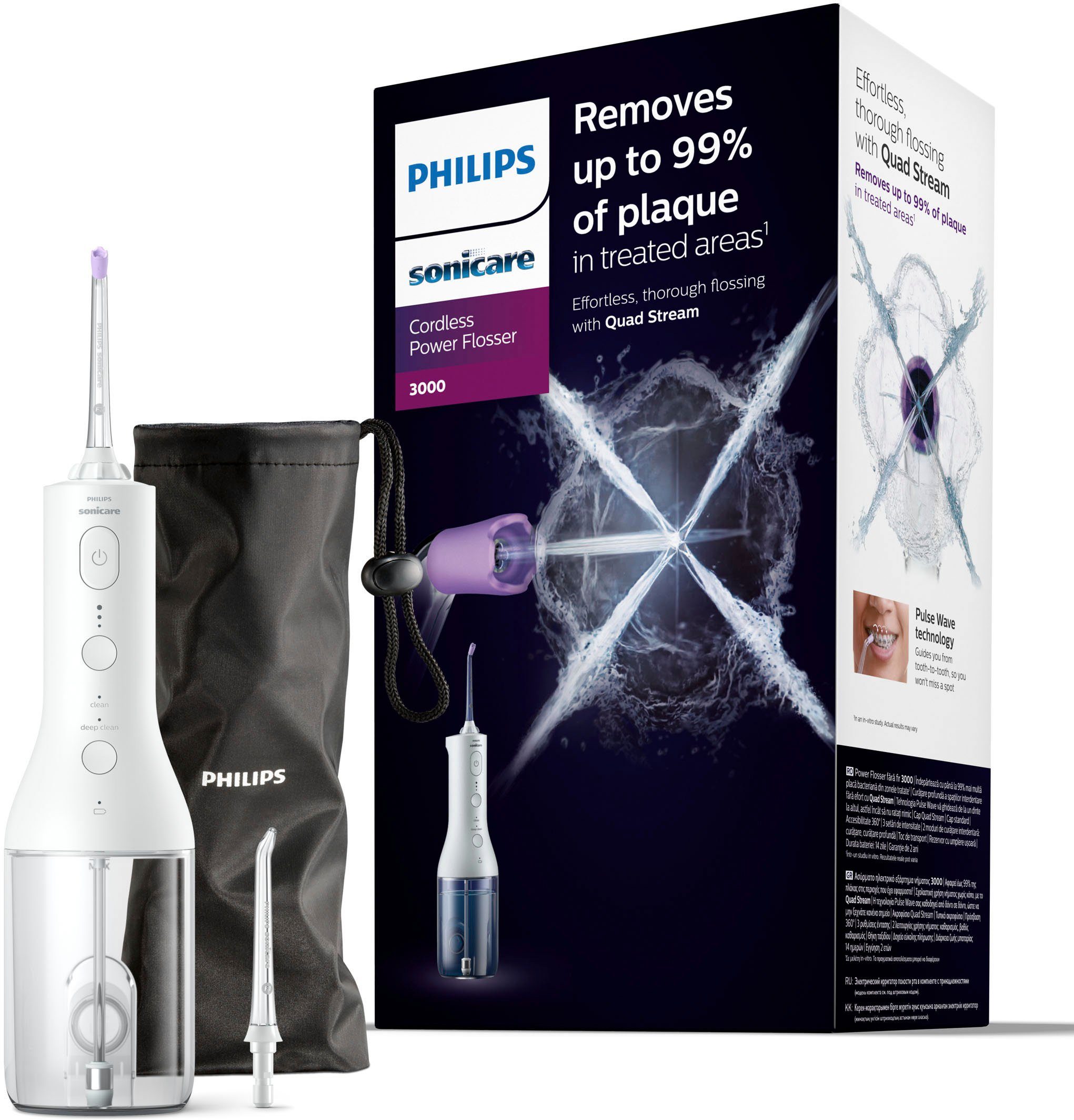 Philips Sonicare Zwischenraumreiniger Cordless Power Flosser 3000 HX3806/33, Aufsteckbürsten: 2 St., Quad Stream-Technologie, 2 Modi für die Reinigung, 3 Intensitätsstufen