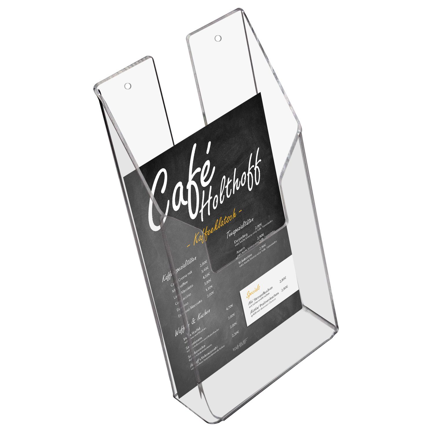 HMF Zeitungsständer Prospekthalter 4684 (1 St), Wand Prospekthalter aus Acryl, DIN A6 Hochformat
