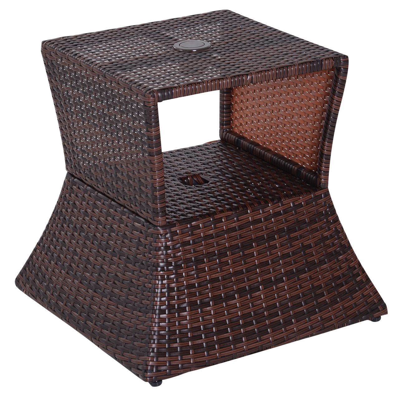 Outsunny Gartentisch Beistelltisch Sonnenschirmständer Gartenmöbel Polyrattan