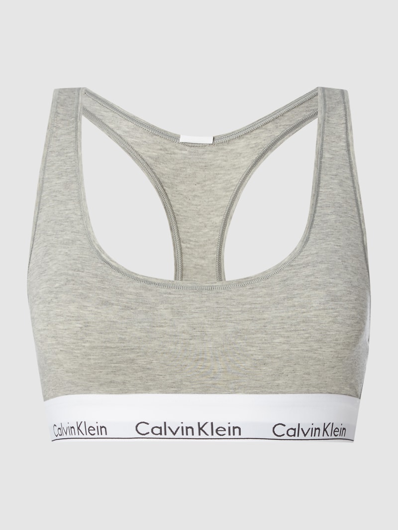 Bustier mit Logo-Bund in hellgrau meliert
