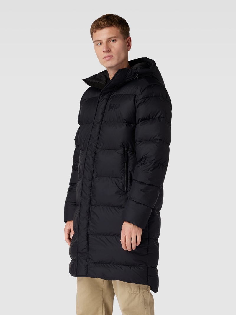 Steppparka mit Label-Print in schwarz