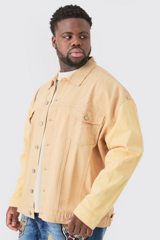 Plus sandfarbene Twill-Jacke
