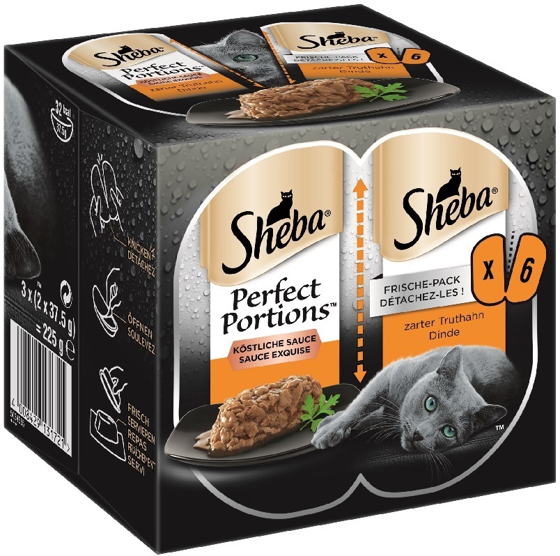 Sheba Nassfutter Sheba Perfect Portions Sauce 3x2x37,5g Truthahn